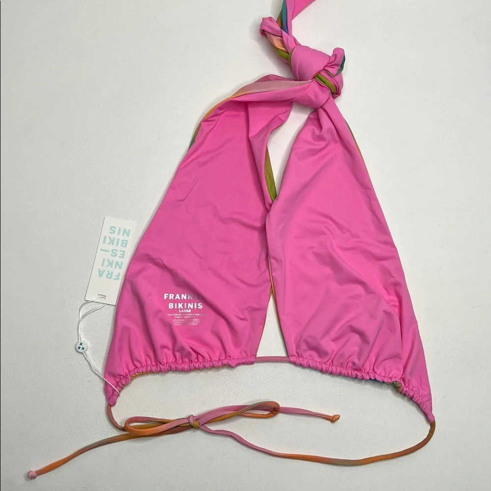 NWT Frankies Bikinis Serotonin Bash crossover halter neck bikini top size large